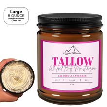 Load image into Gallery viewer, Egyptian Miracles Grass-Fed Beef Tallow Whipped Body Moisturizer – Calendula Lavender - Deeply Nourishing and Hydrating Skincare for Face and Body  Large 8 oz Glass Jar