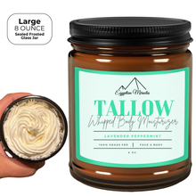 Load image into Gallery viewer, Egyptian Miracles Grass-Fed Beef Tallow Whipped Body Moisturizer – Lavender Peppermint - Deeply Nourishing and Hydrating Skincare for Face and Body Large 8 oz Glass Jar