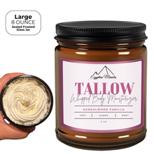 Load image into Gallery viewer, Egyptian Miracles Grass-Fed Beef Tallow Whipped Body Moisturizer - Sandalwood Vanilla - Deeply Nourishing and Hydrating Skincare for Face and Body Large 8 oz Glass Jar