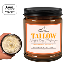 Load image into Gallery viewer, Egyptian Miracles Grass-Fed Beef Tallow Whipped Body Moisturizer – Sweet Orange Vanilla - Deeply Nourishing and Hydrating Skincare for Face and Body  Large 8 oz Glass Jar