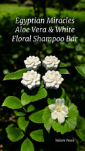 Load image into Gallery viewer, 🌿 Egyptian Miracles Aloe Vera & White Floral Shampoo Bar 🌿 ✨ Vegan & Cruelty-Free – Never tested on animals | Free Reusable Bag & Container | Free Shampoo Bar Dish