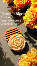 Load image into Gallery viewer, Egyptian Miracles Pyramid Bloom Shampoo Bar – Tropical Nourishment and Hydration - Flower - Vegan with Free Reusable Bag and Container Free Shampoo Bar Dish and Cruelty Free