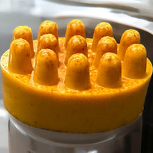 Load image into Gallery viewer, Egyptian Miracles Turmeric and Kojic Acid Soap Massager with Shea Butter Vitamin E Vitamin C Helps with Hyperpigmentation Brightens Skin Dark Spot Remover Free Soap Holder Pack of Two