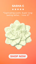 Load image into Gallery viewer, 🌿 Egyptian Miracles Aloe Vera & White Floral Shampoo Bar 🌿 ✨ Vegan & Cruelty-Free – Never tested on animals | Free Reusable Bag & Container | Free Shampoo Bar Dish