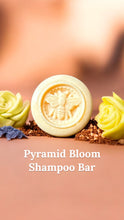 Load image into Gallery viewer, Egyptian Miracles Pyramid Bloom Shampoo Bar – Tropical Nourishment & Hydration - Small Size - Vegan with Free Reusable Bag and Container and Free Shampoo Bar Dish and Cruelty Free