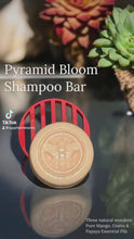 Load and play video in Gallery viewer, Egyptian Miracles Pyramid Bloom Shampoo Bar – Tropical Nourishment & Hydration - Small Size - Vegan with Free Reusable Bag and Container and Free Shampoo Bar Dish and Cruelty Free