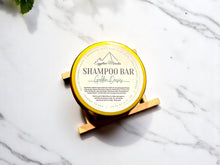 Load image into Gallery viewer, Egyptian Miracles Golden Oasis Shampoo Bar - Vegan and Cruelty Free with Free Reusable Bag and Container and Free Shampoo Bar Dish