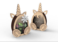 Load image into Gallery viewer, Easter Personalized Unicorn Wooden Egg Holder
